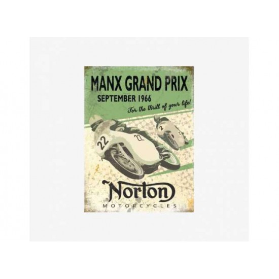 Tac Signs - Plăcuță metalică decorativă [30x40cm] - Norton Manx Grand Prix 1966